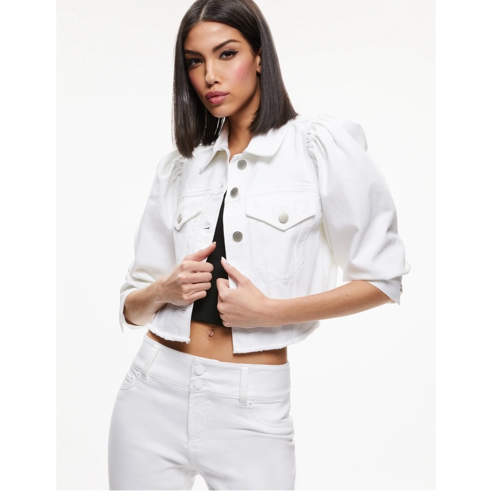 Alice + Olivia Lana Puff Sleeve Denim Jacket